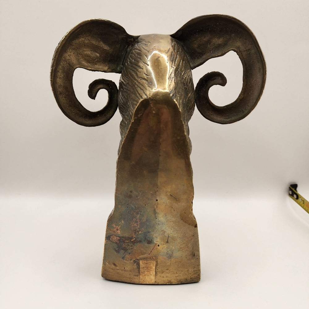 Vintage Brass Ram Head Bookend Sculpture - Picture 4 of 5
